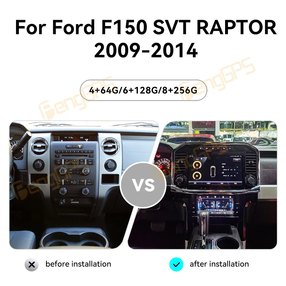 Для Ford F150 F250 F350 Raptor 2009-2014 Автомобильный радиоприемник Беспроводной Carplay Android Auto