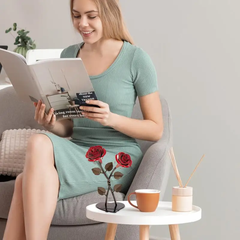 Фигурка красной розы универсальная блестящая имитация модель сада спальни