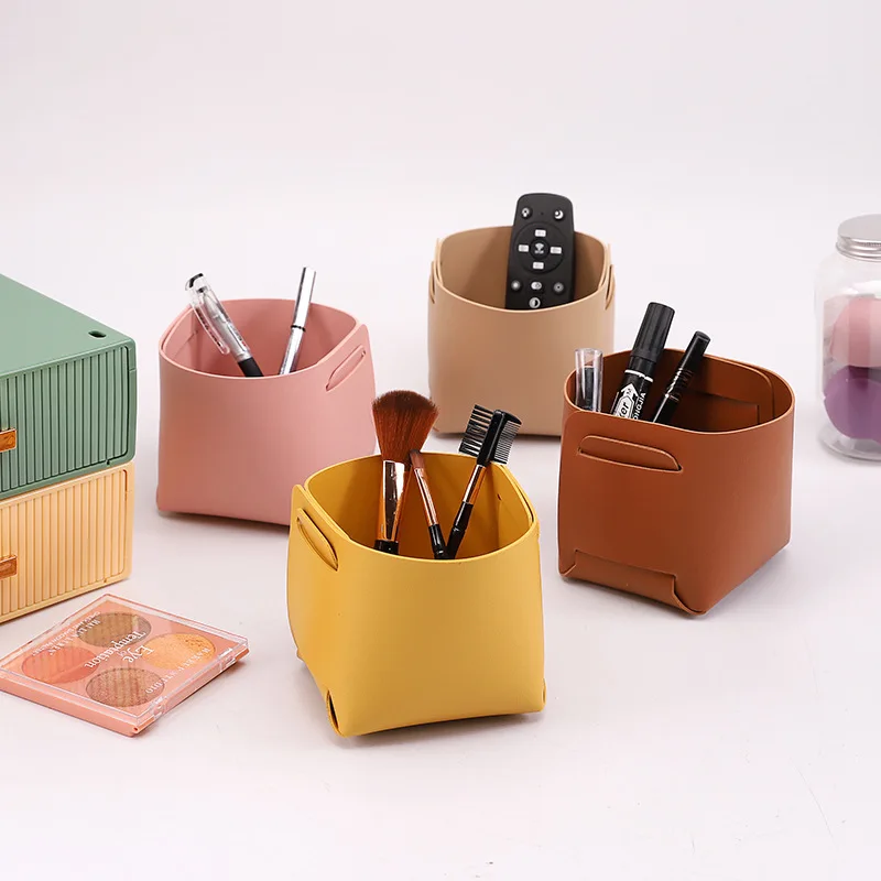 

Desktop Organizer PU Leather Material Detachable Cosmetic Organizer Waterproof Pen Holder Entryway Miscellaneous Storage Basket
