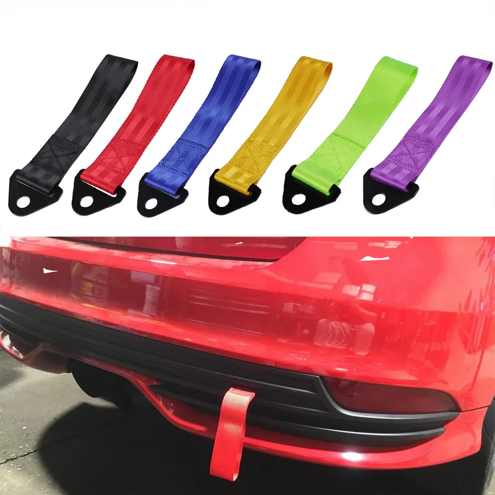 Universal 28cm High-Strength Nylon Tow Strap Car Racing Tow Ropes Auto Trailer Ropes Bumper Trailer Max 2T Towing Strap With Nut