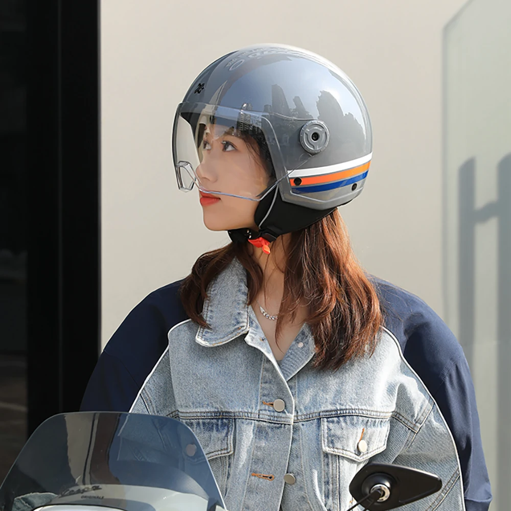 Ретро полуоткрытый мотоциклетный шлем электрический для скутера 3/4 Jet летний