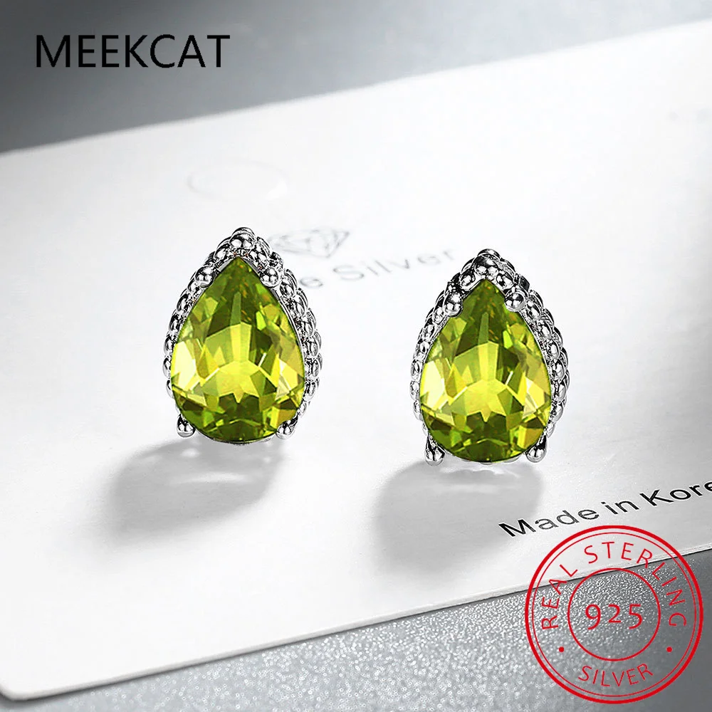 Серьги-гвоздики из стерлингового серебра 925 пробы с натуральным фиолетовым