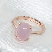 MeiBaPJ Natural Pink Chalcedony Gemstone Fashion Ring for Women Real 925 Sterling Silver Fine Jewelry