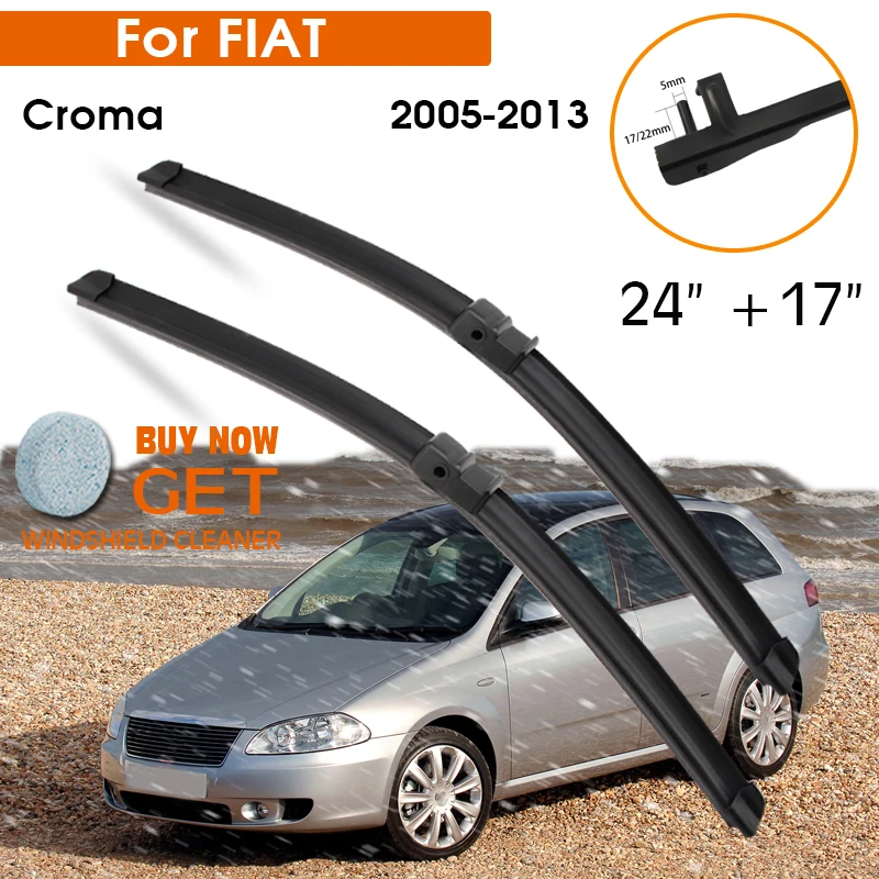 

Car Wiper Blade For FIAT Croma 2005-2013 Windshield Rubber Silicon Refill Front Window Wiper 24"+17" LHD RHD Auto Accessorie