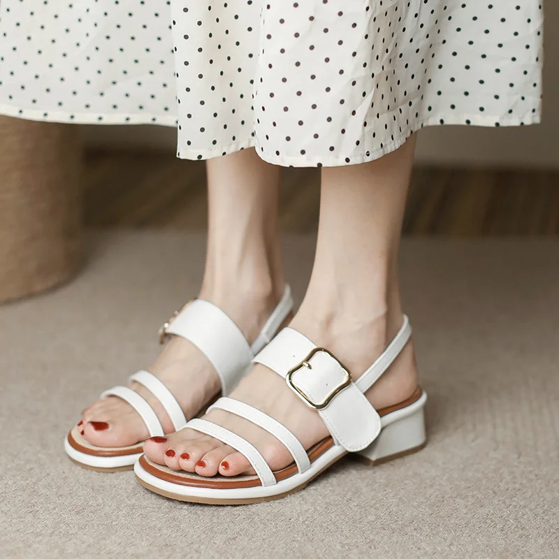 

2023 Women Sandals Summer Platform Shoes For Women Fashion Casual Open Toe Square Heels Buckle Strap High Quality Two Colors