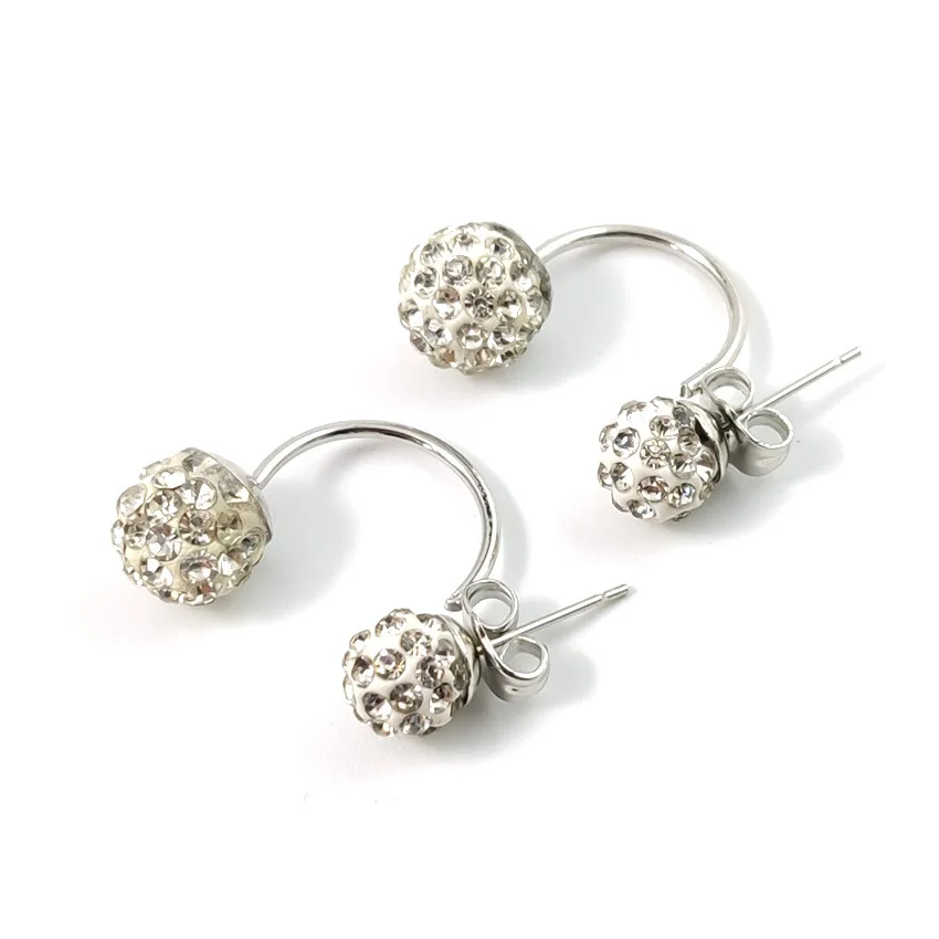 Серьги с посеребренными хрустальными шариками Корейская версия Изысканные
