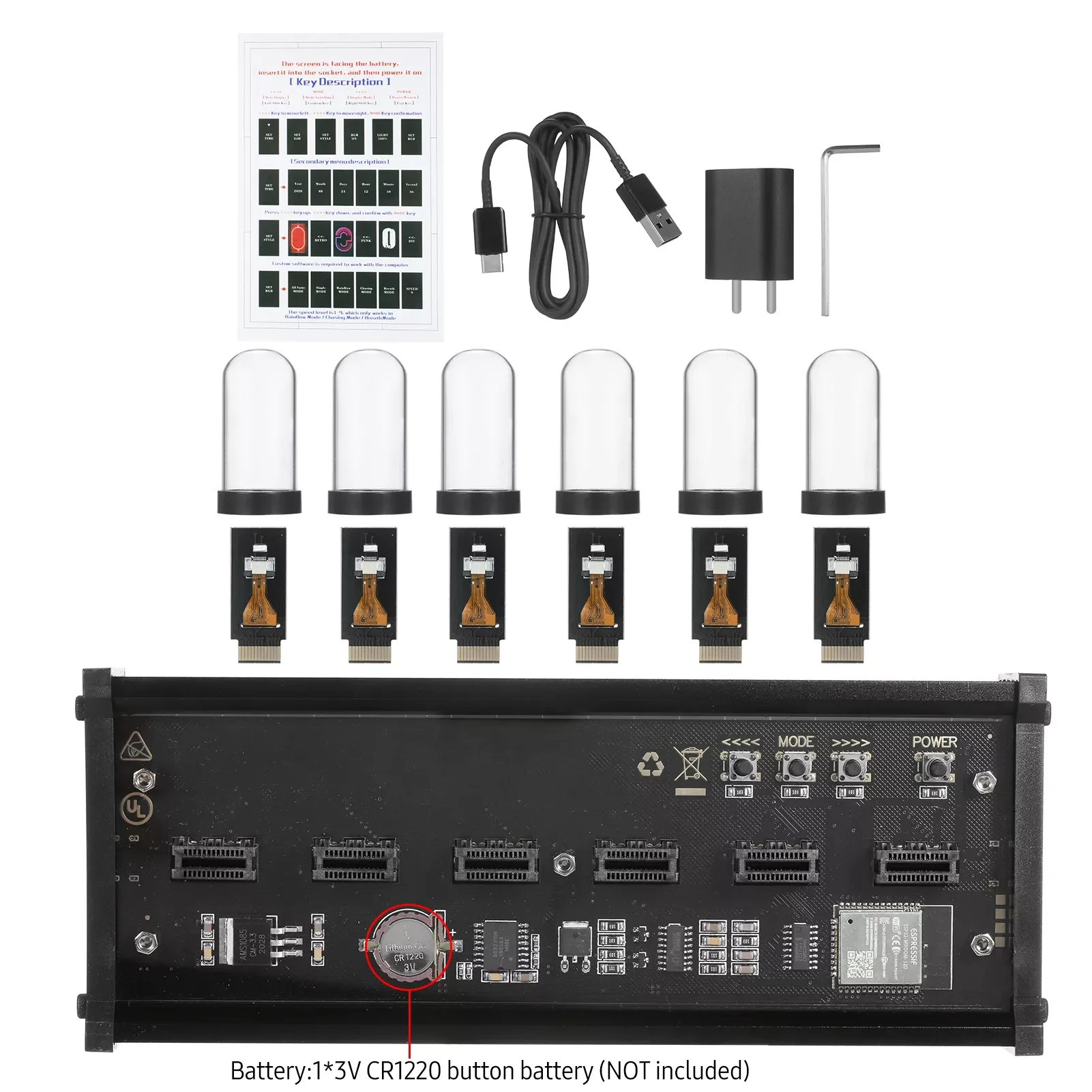 

Светодиодная трубка RGB, винтажные цифровые часы Nixie, 6 бит, отображение времени, фотография, настольные часы в стиле ретро IPS Модуль и стеклянн...