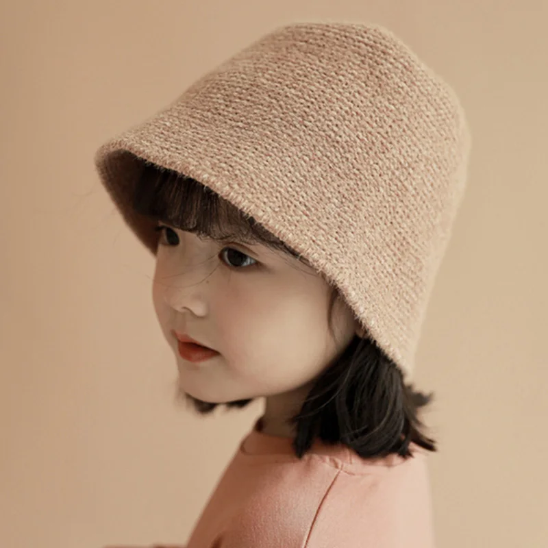Winter Children chenille Bucket Hat for Girls Warm Knitted Solid Fisherman Hat Kids Stylish versatile Casual Basin Hat