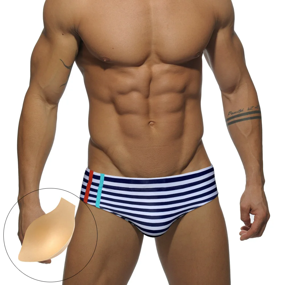 

Stripe Bathing Suit Men Beachwear Man Quick Dry Swimsuit Male Brave Person Breathable Swim Wear Summer Low Waist Swimsuits 2022