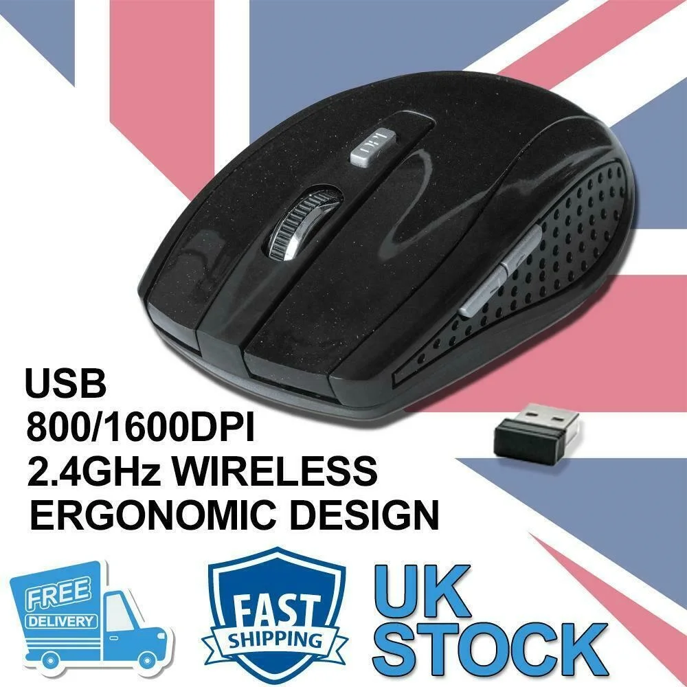 

Mouse Mice Optical Scroll For PC Laptop Computer + USB 2.4 GHz Wireless Cordless