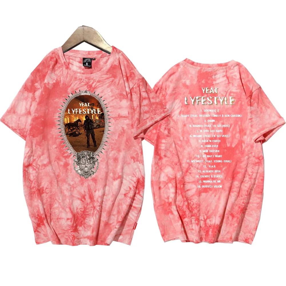 Yeat Lyfestyle Tour Tie Dye Shirts Man Woman Round Neck Short Sleeve T-shirt Fans Gift Tops