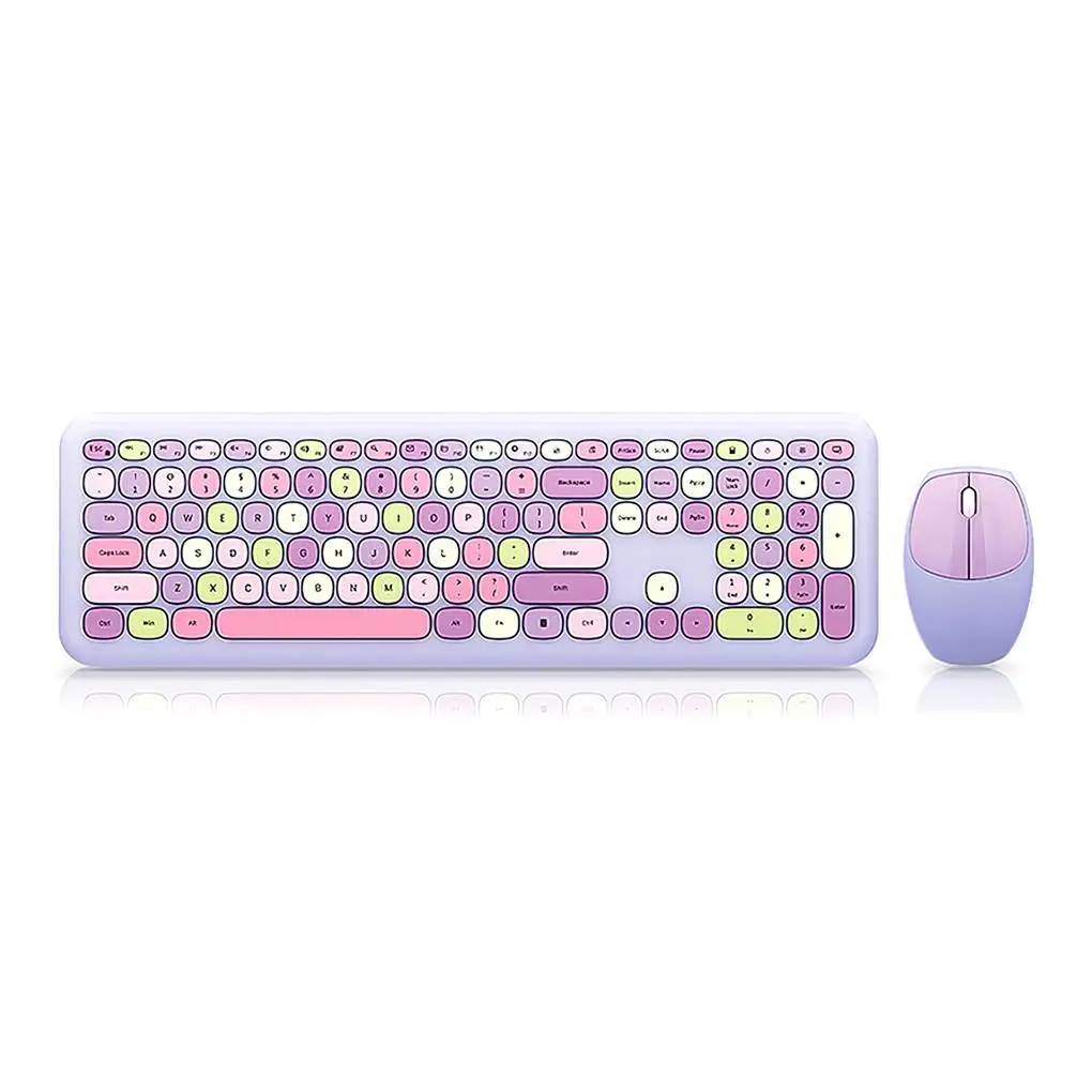 

Wireless Keyboard Set 2 4ghz 110 Keys Mute Power-Saving Mixed Color Keyboard And 1200dpi Mouse