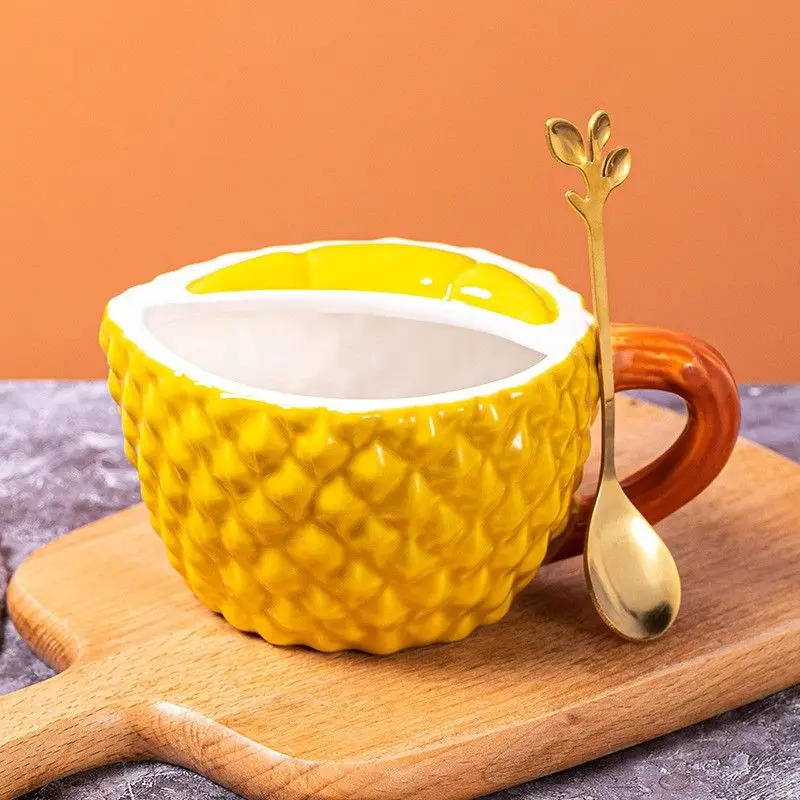 Кружка в виде ананаса керамическая креативная ручная роспись зеленая дурианская