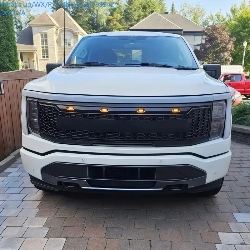 Фото Передняя решетка радиатора с подсветкой для Ford F150 LIGHTNING 2023-2024, верхняя гоночная решетка Raptor F-150 №1