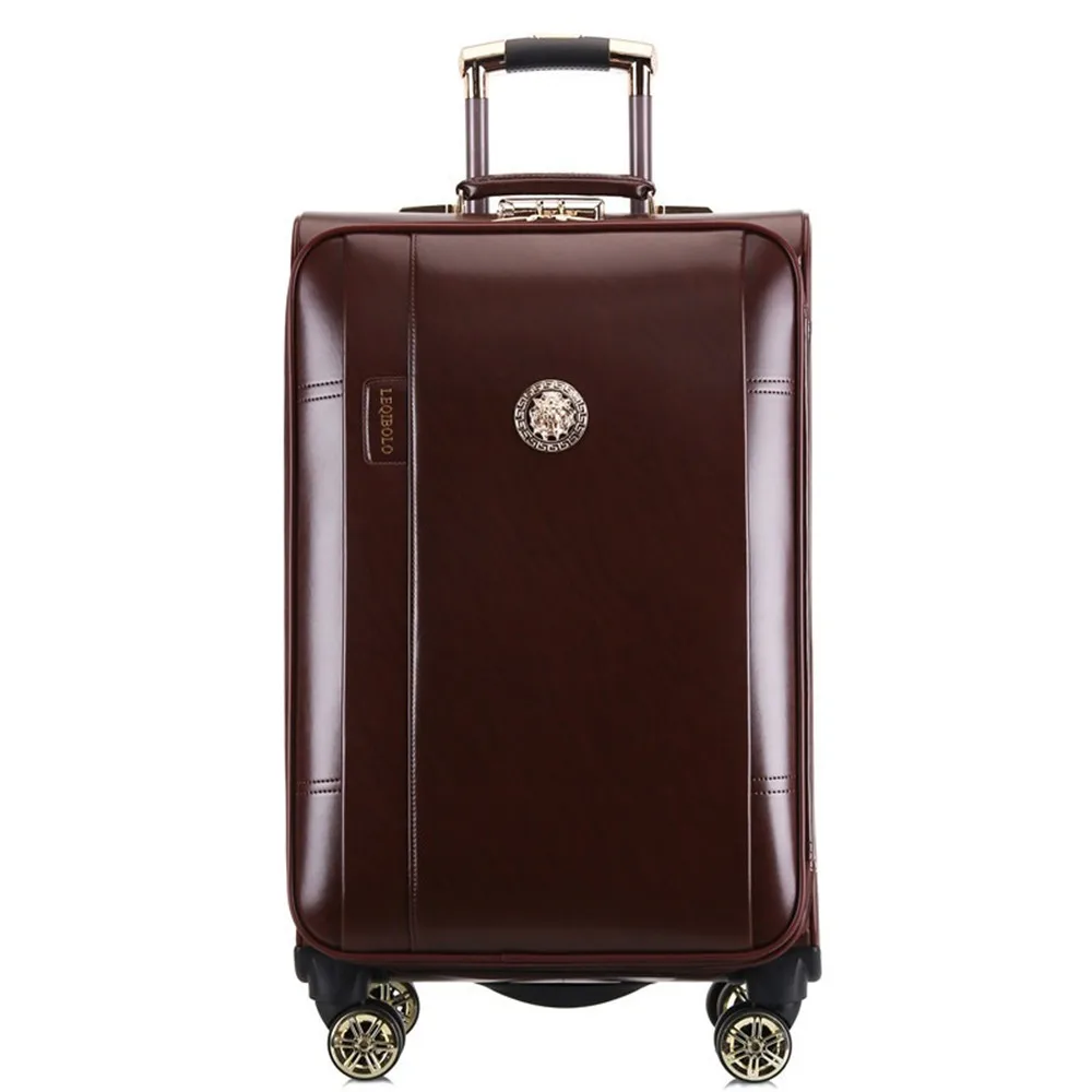 Business Pu Leather Trolley Case 24 Inch Luggage 20 Boarding Suitcase Travel Bag Laptop Computer Storage Box Combination 4 Wheel