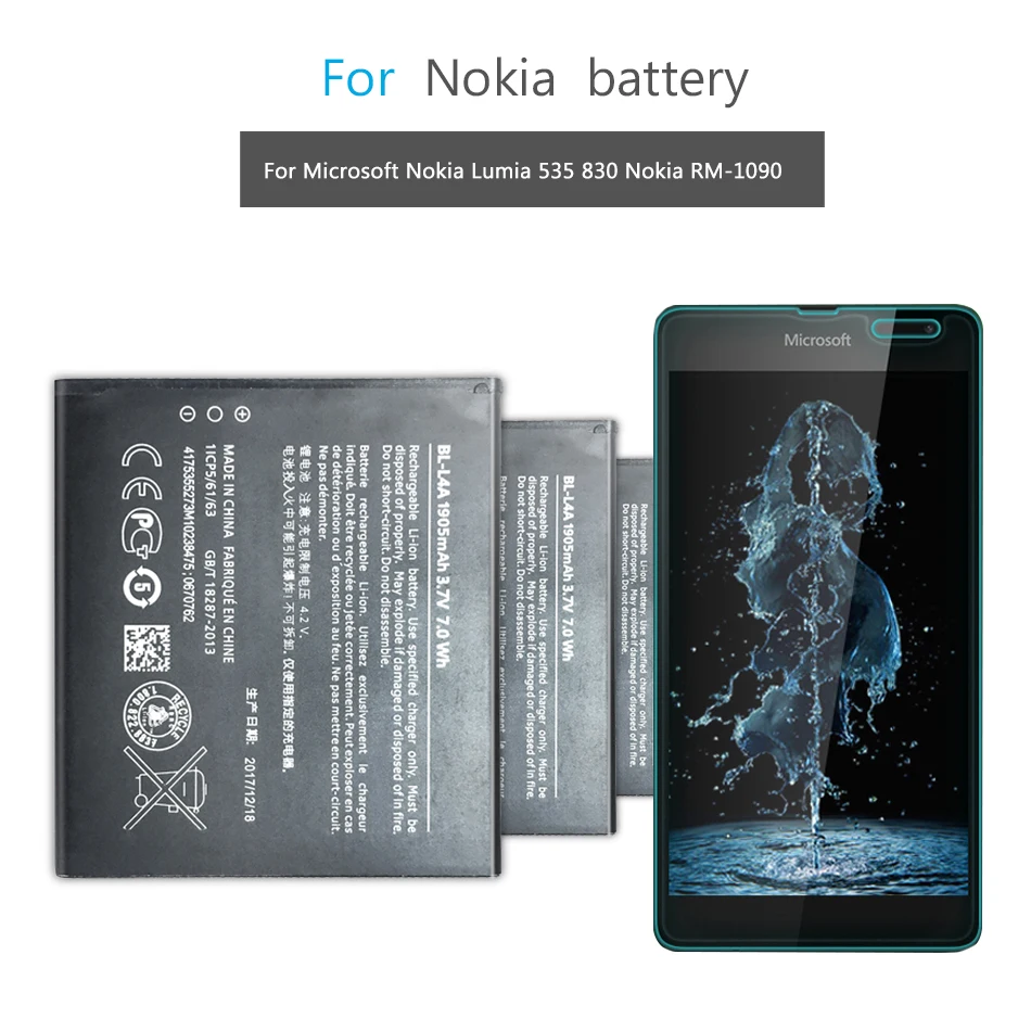 

Фонарь BLL4A BL L4A 2200 мАч, аккумулятор для телефона для Microsoft Nokia Lumia 535 фонарь, двойной 830 фонарь