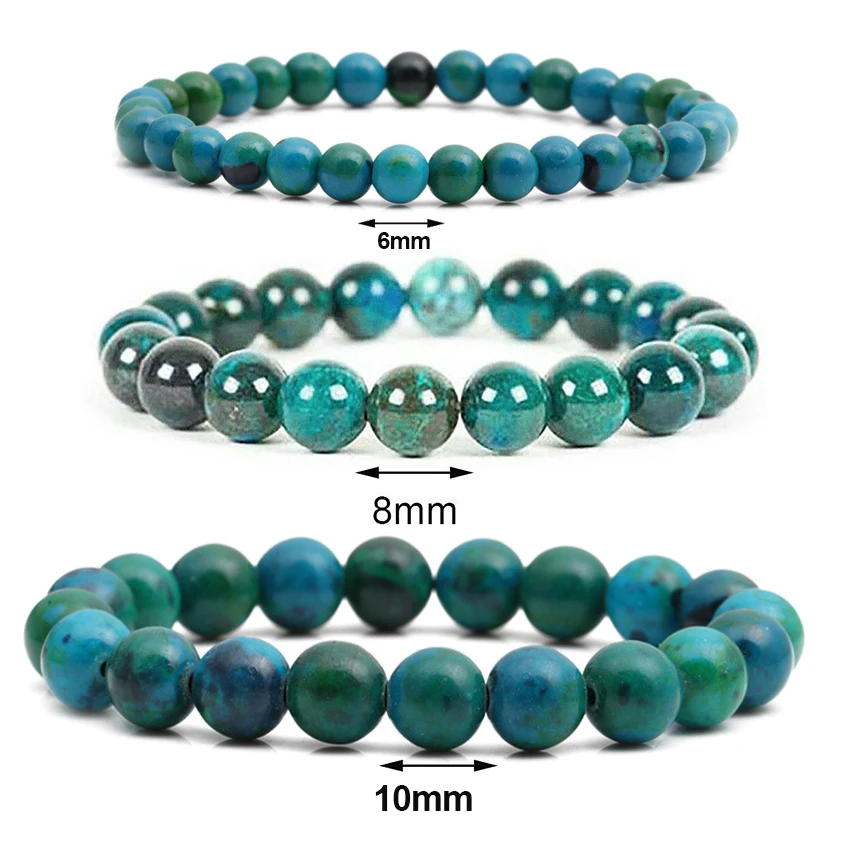 Chrysocolla Malachite Bracelets Women Men Natural Stone Beads Bracelet Round Diabetes Relief Bracelet Healing Jewelry 6/8/10mm images - 6
