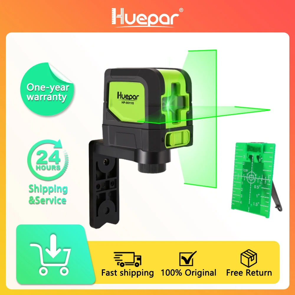 Huepar 2-линейный самовыравнивающийся (4 градуса) лазер с зеленым красным лучом