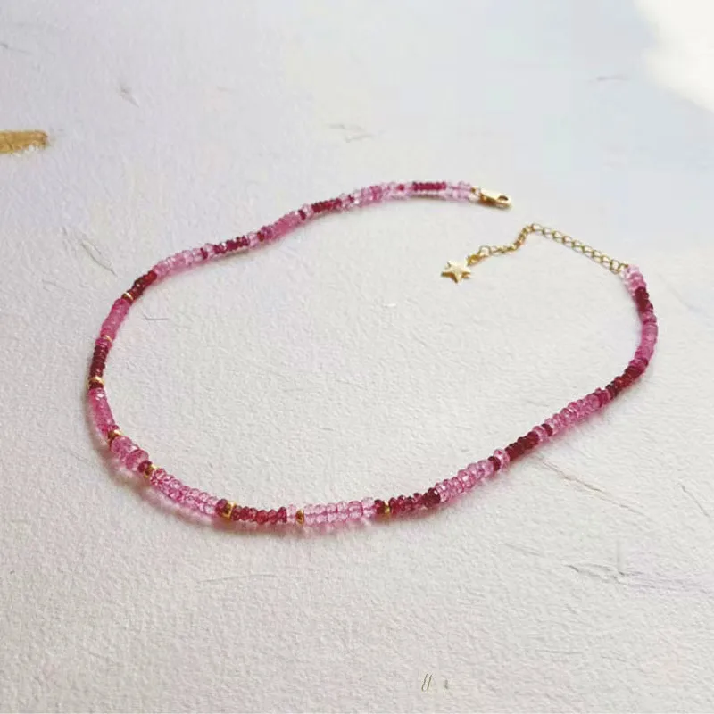 

Natural Rose Red Gradient Handmade Necklace Ladies Fashion Jewelry 2022 New Charm High Quality Holiday Gift