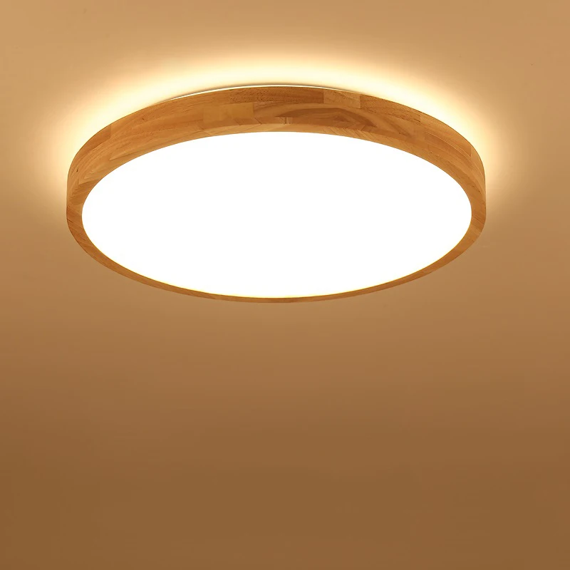 $39.13 Remote Modern Ultra-thin Wood Ceiling Lights Wooden Round LED Ceiling Lamp for Living Room Bedroom Kitchen Light Fixture