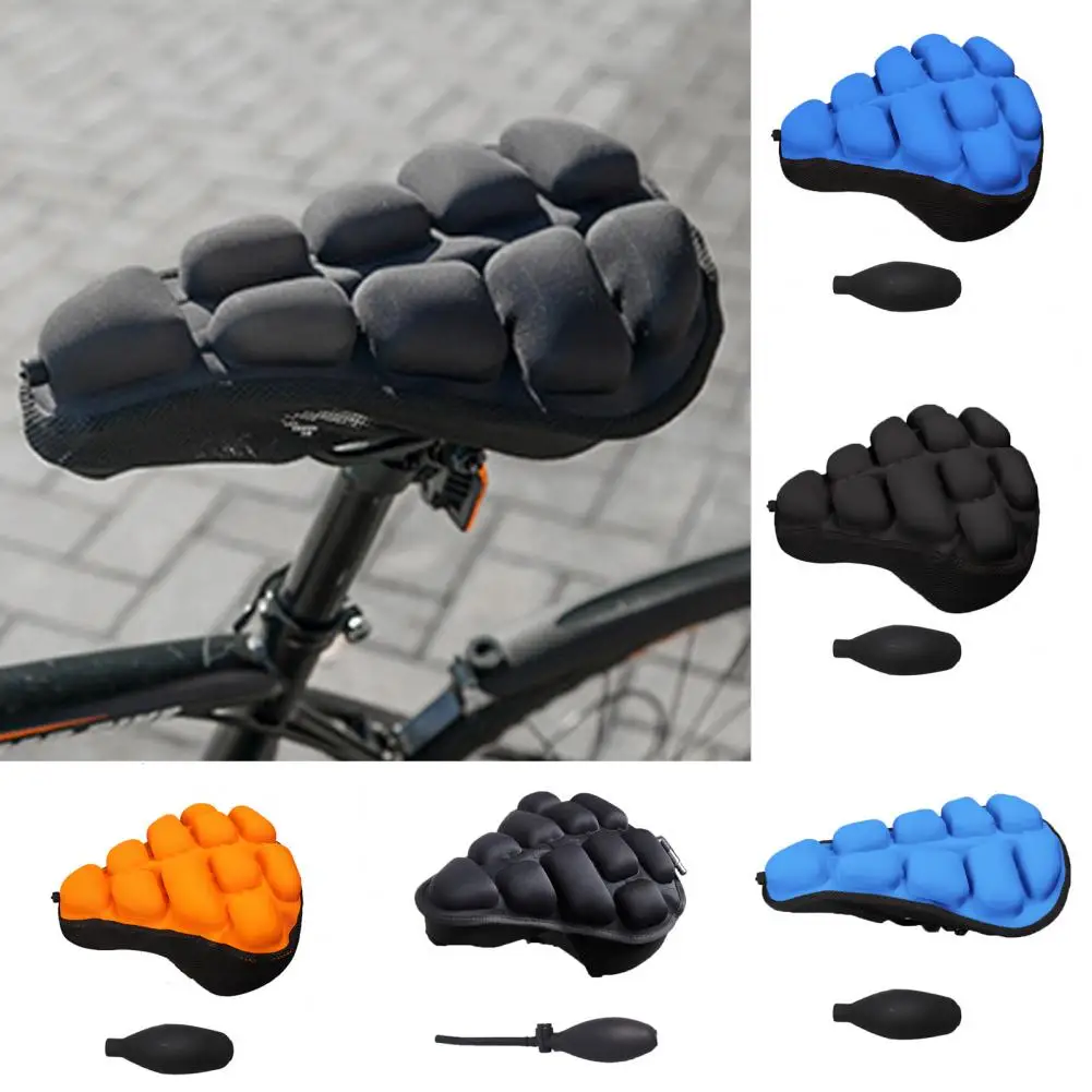 3D Airbags Bicycle Seat Cover Inflatable Non-slip Comfortable Sit TPU Mountain Bike Foldable Saddle Cover Cycling Supplies