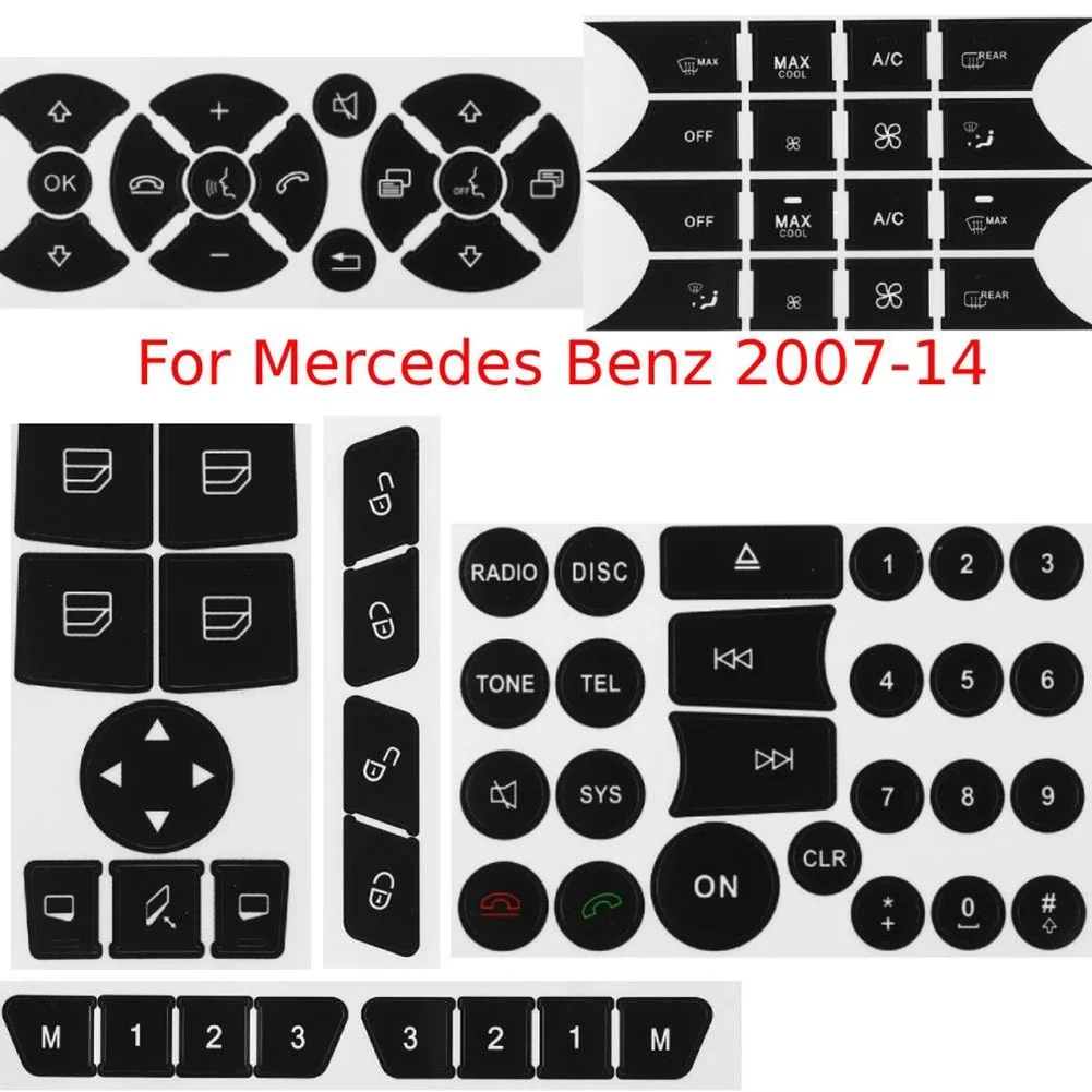 

For Mercedes-Benz 07-2014 Steering Wheel AC Window Button Repair Decals Sticker Headlight Climate Switch Car Button Repair Decal