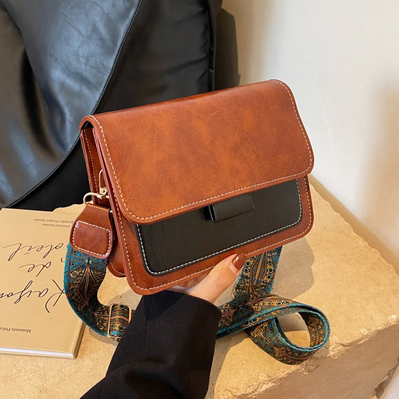 

Vintage Smooth Strap Crossbody Bags For Women Pu Leather Square Casual Shoulder Bag Ladies Handbags For Gfit