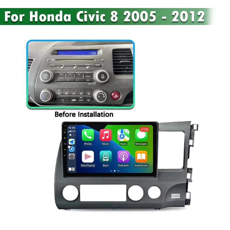 Android 15 для Honda Civic 8 2005-2012 Автомобильный радиоприемник Мультимедийный видеоплеер GPS-навигация Стерео Экран головное устройство Сенсорный экран (art.: 3920d34ab84df) - 3920d34ab84df