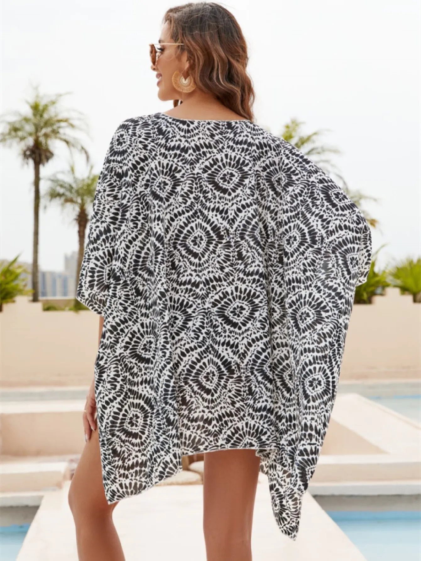 Женская Солнцезащитная Шифоновая Накидка С Пляжным Принтом Идеально Подходящая