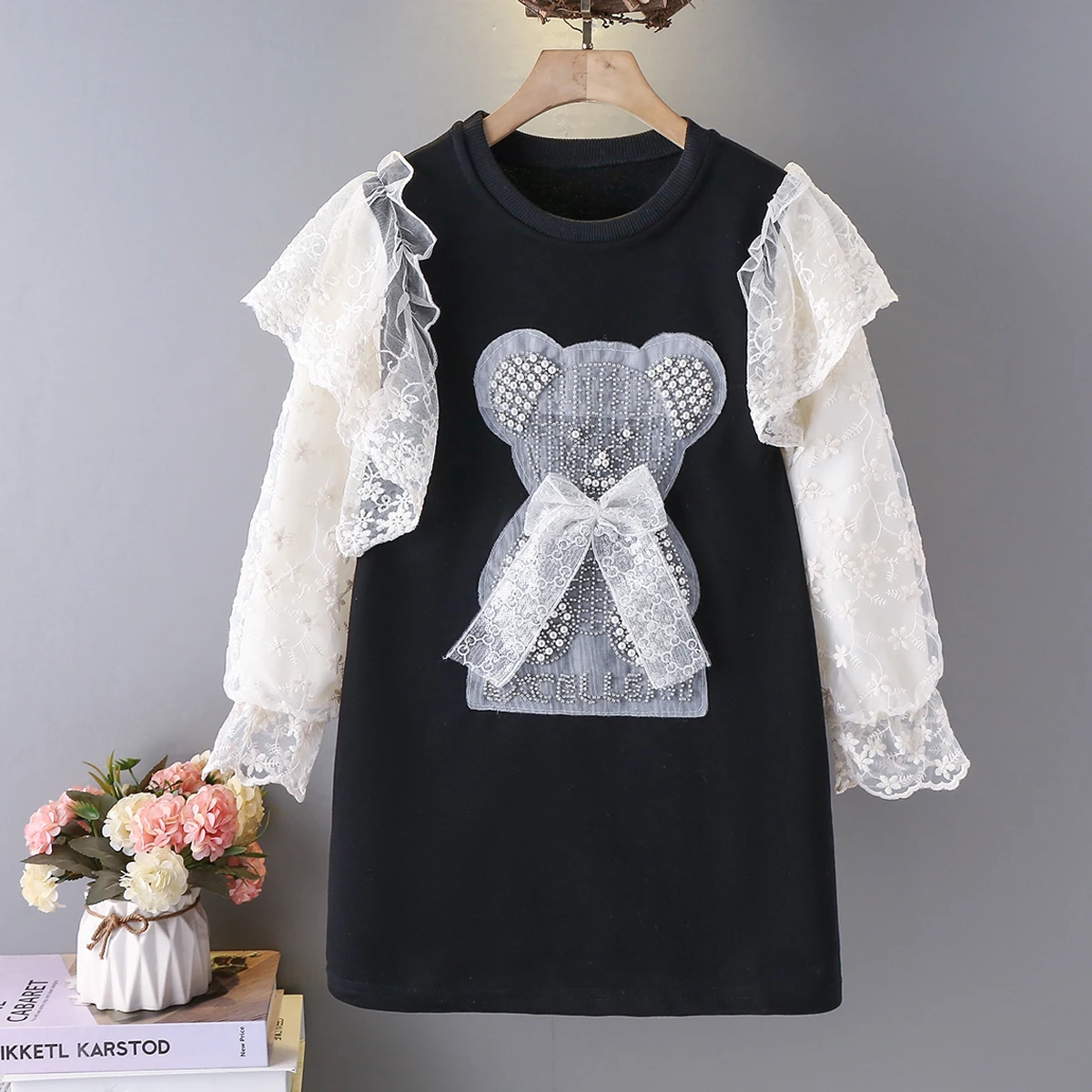 

Kids Party Dresses for Girls Clothes Teenagers Black Baby Elegant Dress Long Sleeve Autumn Children Costumes 6 8 10 12 13 Years