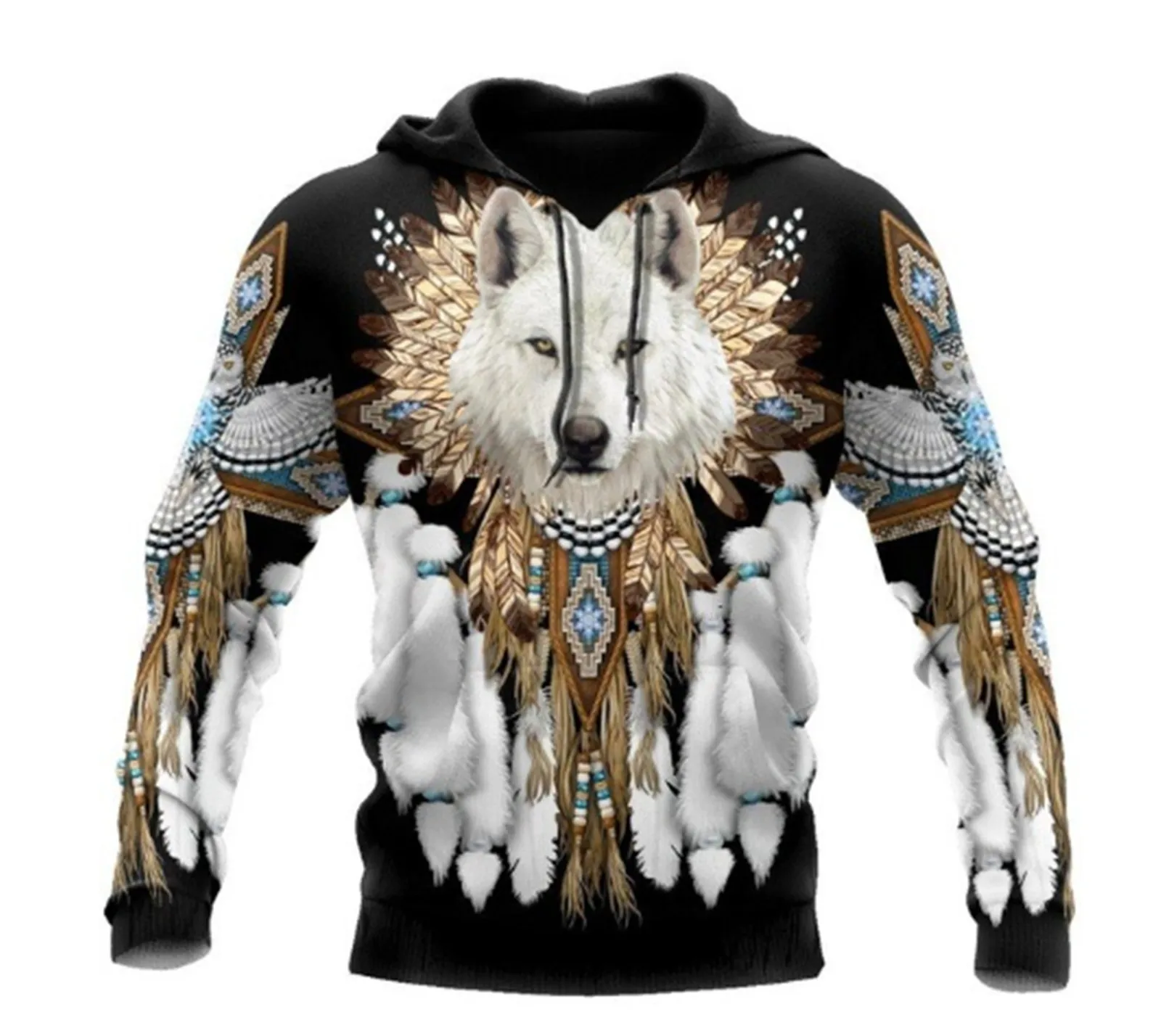 

Толстовка Мужская/женская с капюшоном и 3D-принтом «волк викингов»