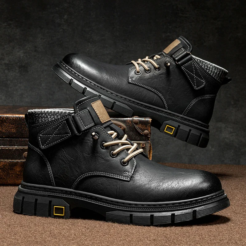 

Мужские Водонепроницаемые кожаные ботинки Chukka, черные повседневные ботильоны оксфорды на шнуровке, Классическая обувь для мужчин на осень