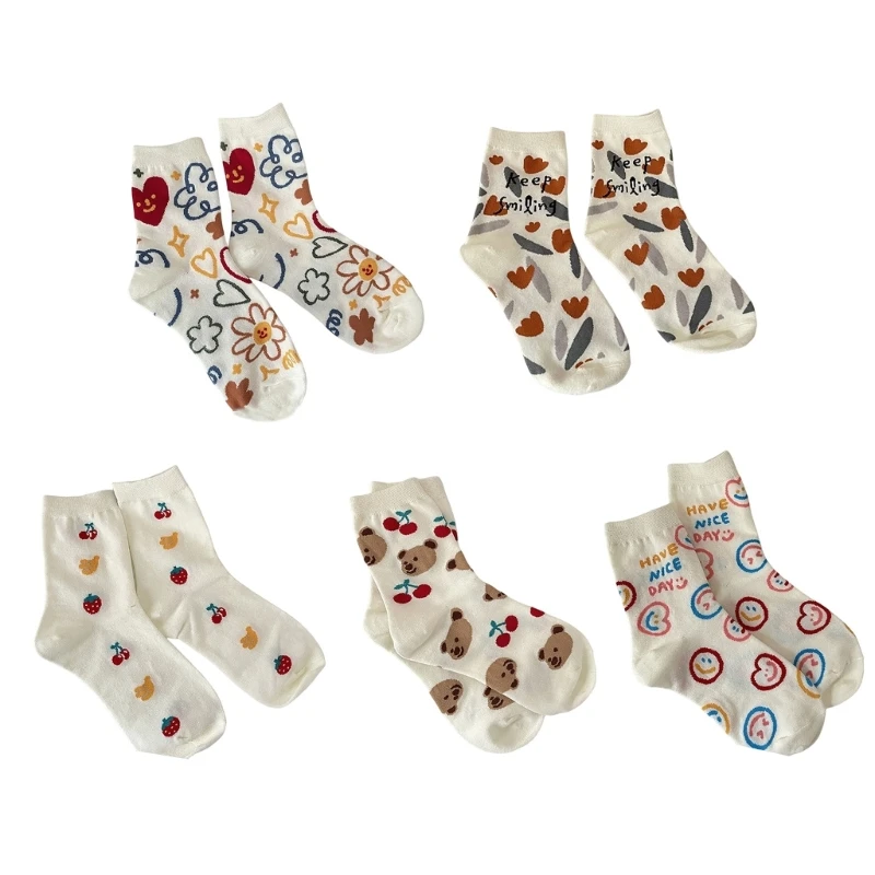 

2Pcs Candy Color Colorful Socks Cartoon Cute Funny Socks for Girl Christmas Gift