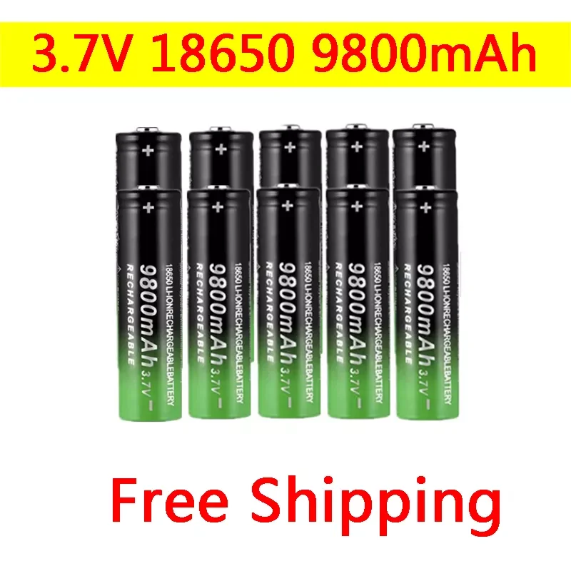 

18650 Battery High Quality 9800mAh 3.7V 18650 Li-ion batteries Rechargeable Battery For Flashlight Torch + Free shipping