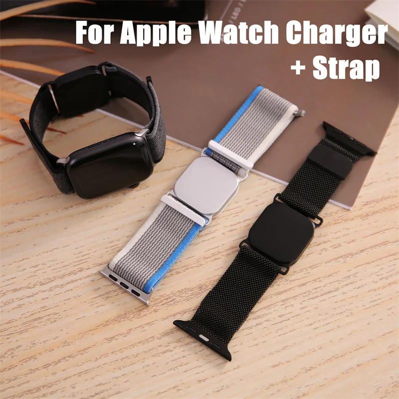 

Для Apple Watch 7 SE зарядное устройство 2 в 1 металлический магнитный ремешок для часов 8 ультра две секции 40 мм 41 мм 42 мм 44 мм 45 мм универсальный ремешок для часов