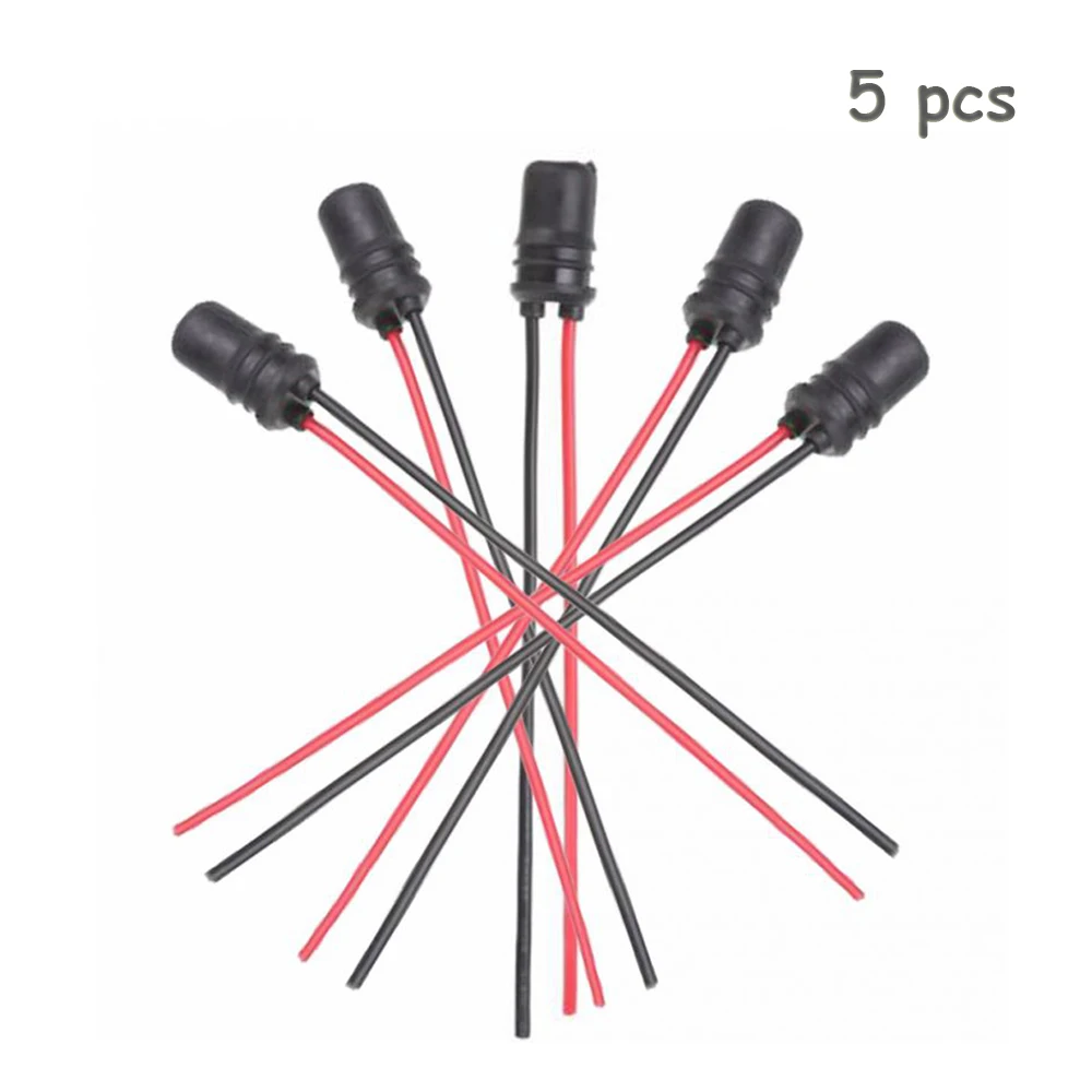 5 PCs T10 connector rubber straight with wires, w5w lamp connectors, T10 lamp holder, T10 auto lamp socket with wires a pair of t10 w5w lamp sockets