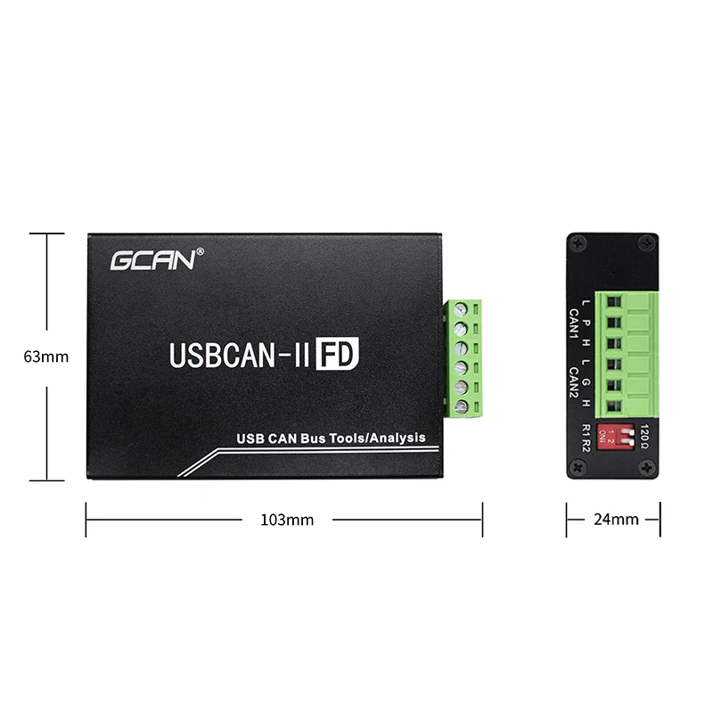 

USBCAN-II FD analyzer can be used for CAN or CAN FD product development, data analysis, automotive diagnostics