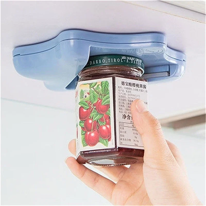 

Can Opener Creative Can Opener Under the Cabinet Self-adhesive Jar Bottle Opener Top Lid Remover Helps Tired or Wet Hand Random