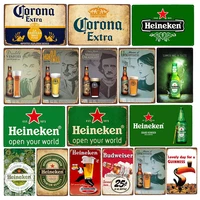 beer brand metaltin sign vintage wall plaques decor bar restaurant kitchen crafts art tin plate painting ice cold drink poster