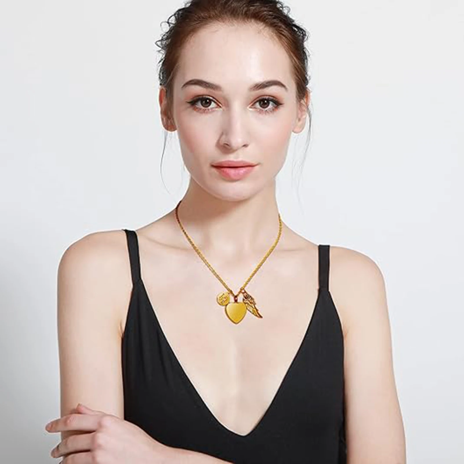 Ожерелье с подвеской в виде урны форме сердца из нержавеющей стали имя/дата на