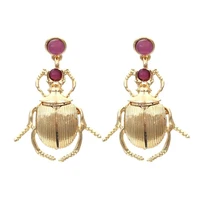 vintage ancient egypt gold color scarab beetle insect drop earrings for women egyptian gypsy jewelry unusual designer earrings