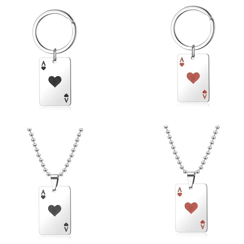 

Men's & Women's Hearts Stainless Steel Pendant,Poker Pendant Necklace Keychain Drop Shipping