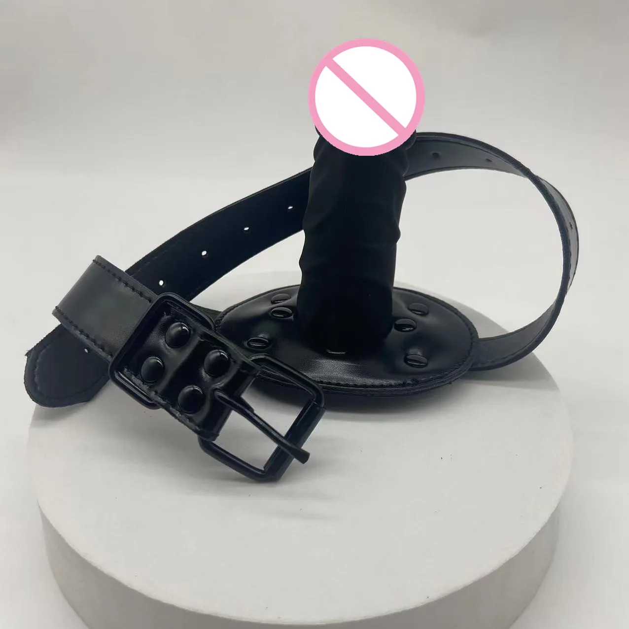 Силиконовая заглушка для пениса взрослых с кожаным ремнем БДСМ-связывания