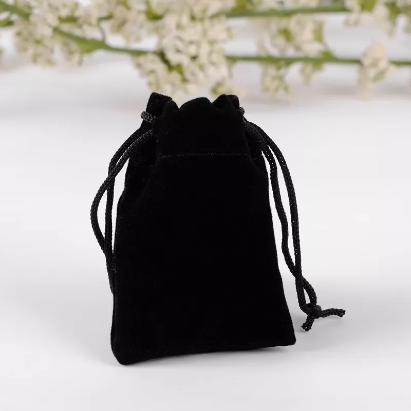 

100pcs/Lot 5X7cm Black Retail Jewelry Velvet Gift Packaging Bags & Pouches Can customized Logo Printing