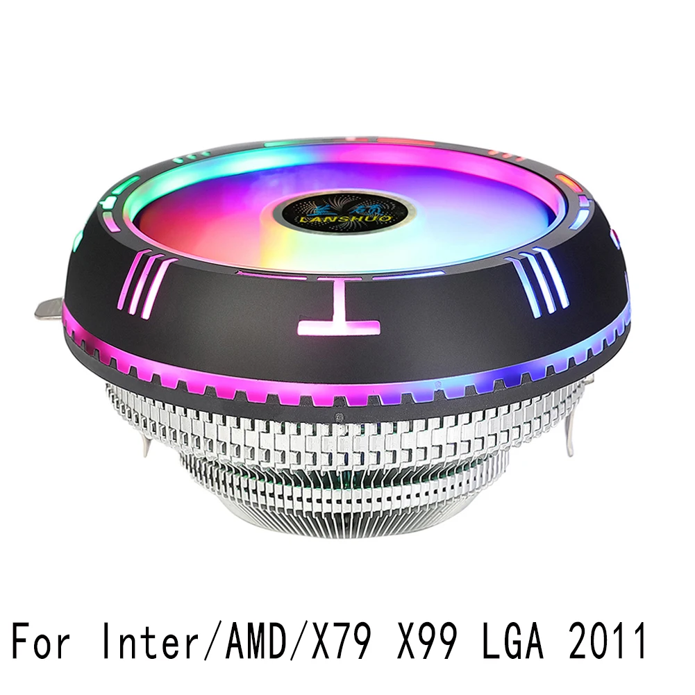 

CPU Air Cooler with 90mm RGB Fan for AMD X79 X99 LGA 2011 Hydraulic Bearing Aluminum Fins Low Profile CPU Cooler