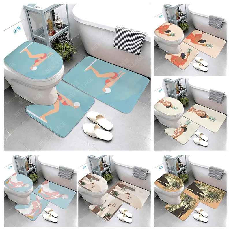 

Нескользящий коврик для ванной комнаты, маленький коврик для душа, декоративный Впитывающий Коврик для ног, вход в ванну, коврик для туалета...