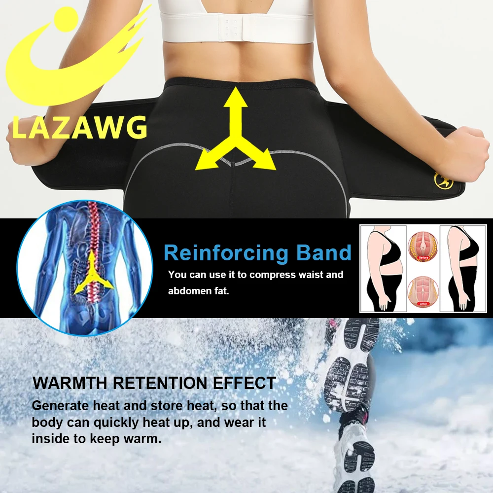 LAZAWG Women Hot Neoprene Shpewear Gym Sauna Workout Trousers Sauna Pants  Slimming Shapers Waist Trainer Sweat Leggings