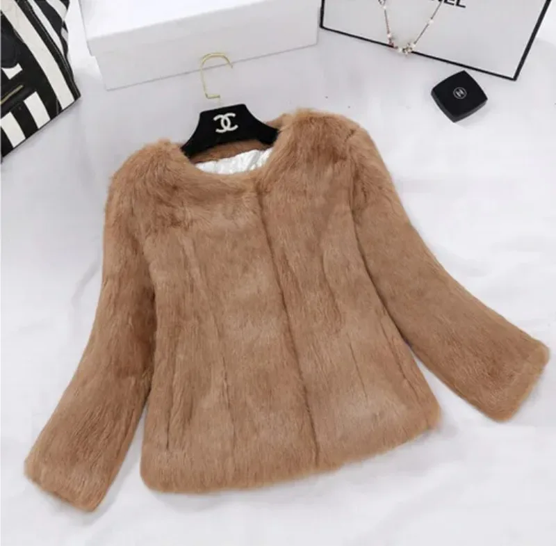 

2023 New Real Full Pelt Rabbit Fur Coat 100% Pure Whole Skin Rabbit Fur Jacket Factory Wholesale Retail Discount