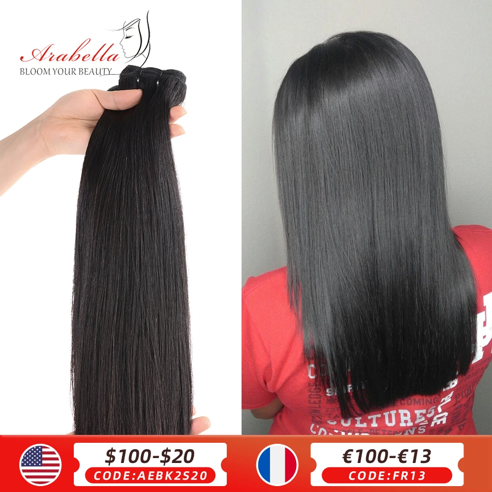 Human Hair Bundles Super Double Drawn Virgin Hair Bundles Arabella Brazilian Bone Straight Hair With 4x4 Transparent LaceClosure
