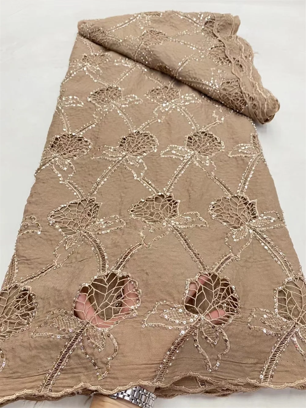 Небесно-голубая африканская шифоновая кружевная ткань высокого качества